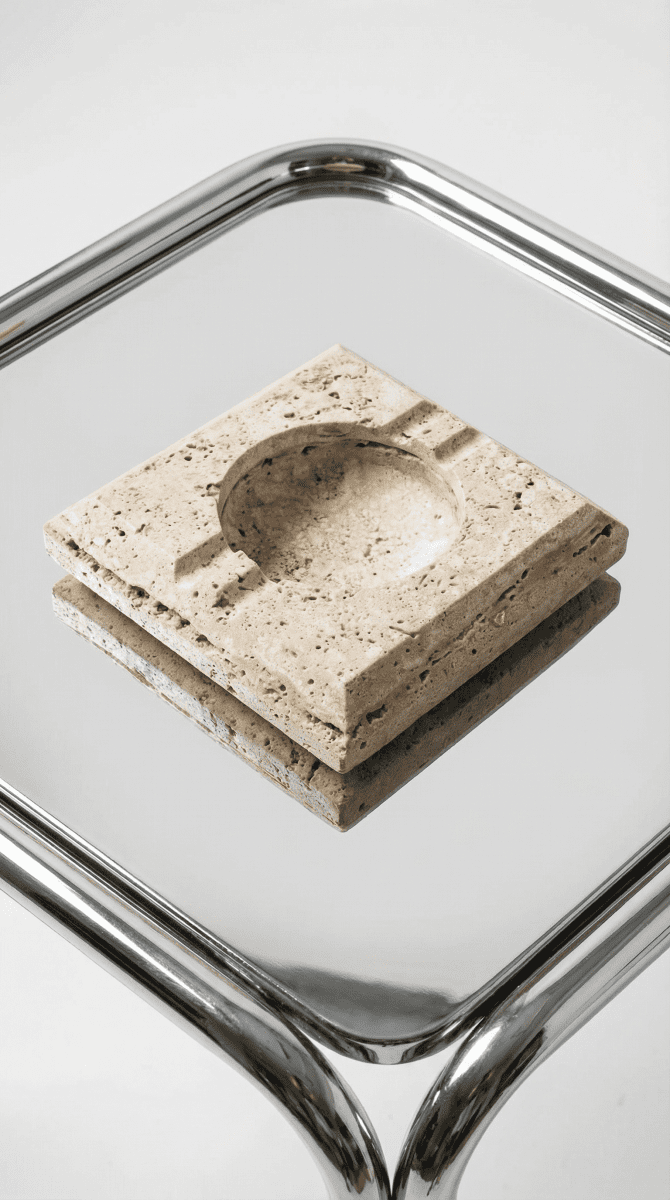 Cendrier en travertin - Circa 1970 - Maison Collectible - Objets de décoration