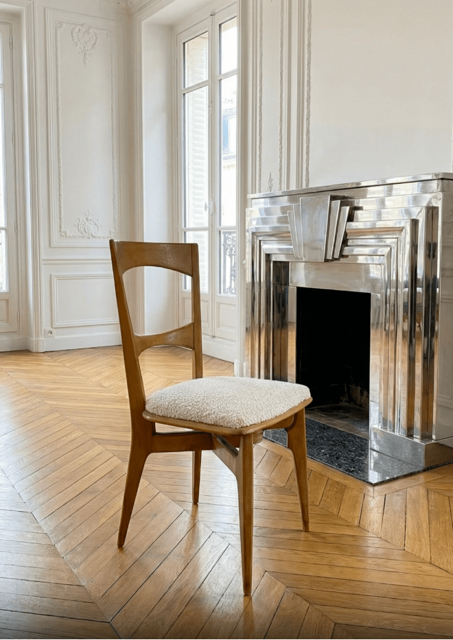 Chaise scandinave bouclette - 1960 - Maison Collectible - Chaise