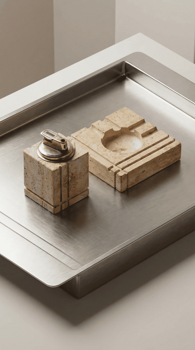 Set en travertin - Cerri Nestore, 1970 - Maison Collectible - Objets de décoration