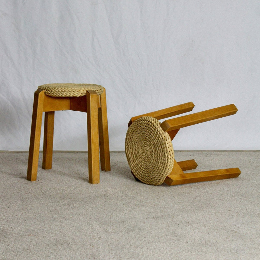 Tabouret en corde vintage - Circa 1960 - Maison Collectible - Tabouret