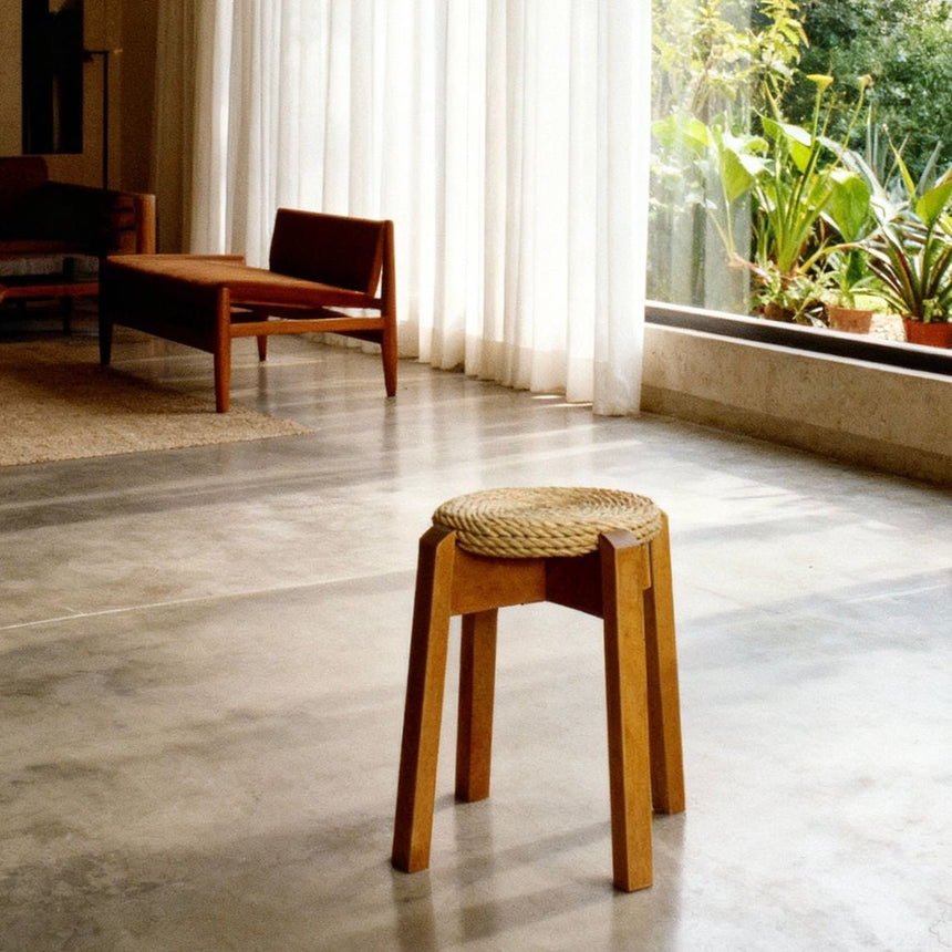 Tabouret en corde vintage - Circa 1960 - Maison Collectible - Tabouret