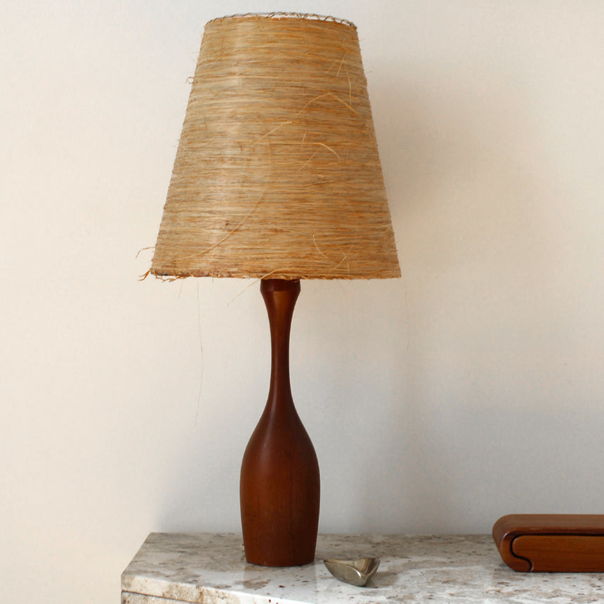 Lampe scandinave  vintage en bois - Maison Collectible - Lampe à poser