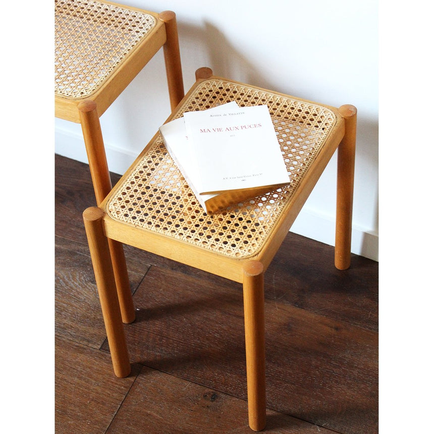 Banc vintage en cannage, Circa 1960 - Petit modèle - Maison Collectible - Chaise
