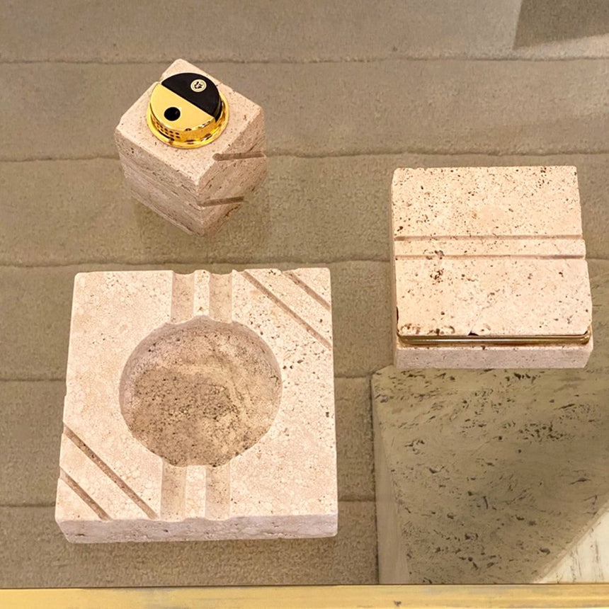 Boite en travertin et laiton - Cerri Nestore, 1970 - Maison Collectible - Objets de décoration