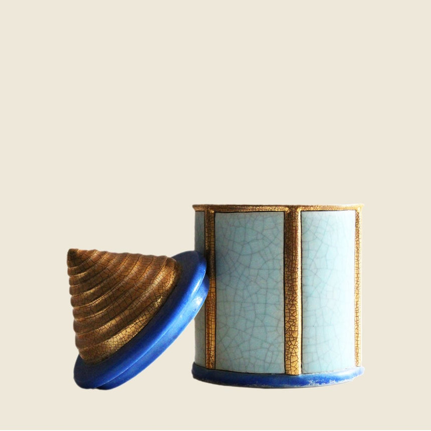 Boite vintage en céramique conique, art déco - Maison Collectible - Objets de décoration