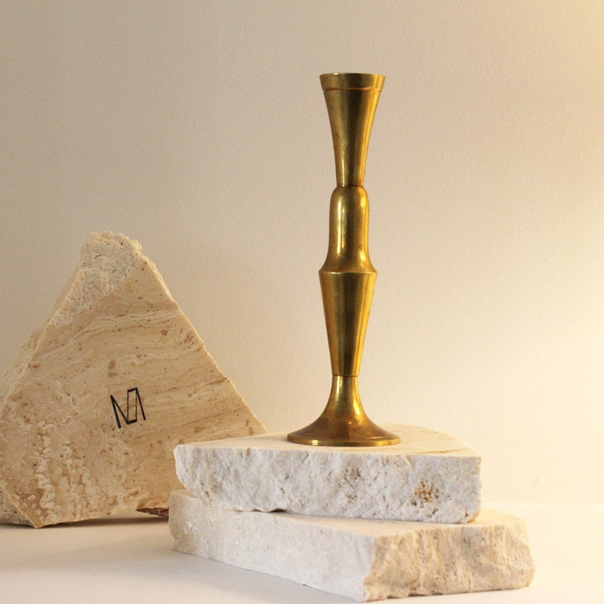 Bougeoir scandinave vintage en laiton massif - Maison Collectible - Bougeoir