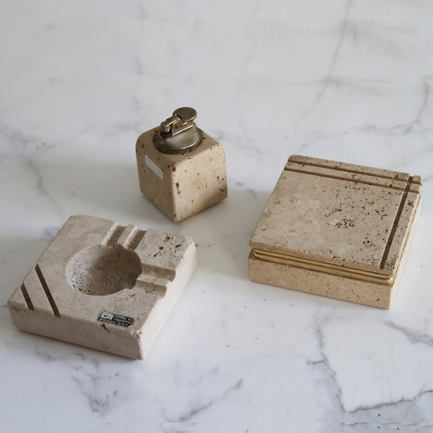 Briquet en travertin - Cerri Nestore, 1970 - Maison Collectible - Objets de décoration
