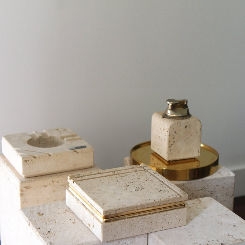 Briquet en travertin - Cerri Nestore, 1970 - Maison Collectible - Objets de décoration