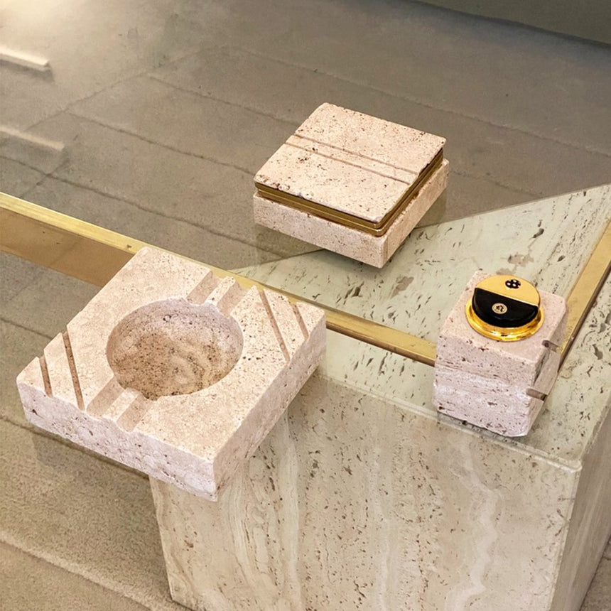 Briquet en travertin - Cerri Nestore, 1970 - Maison Collectible - Objets de décoration