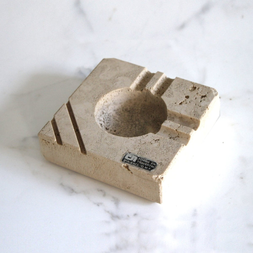 Cendrier en travertin - Cerri Nestore, 1970 - Maison Collectible - Objets de décoration