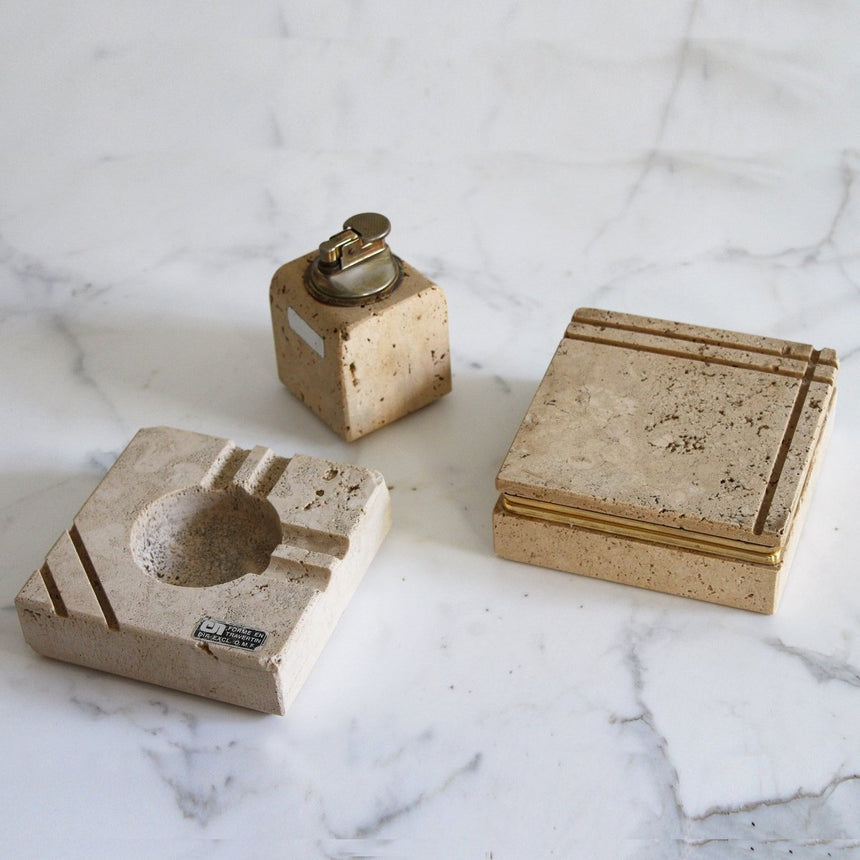 Cendrier en travertin - Cerri Nestore, 1970 - Maison Collectible - Objets de décoration