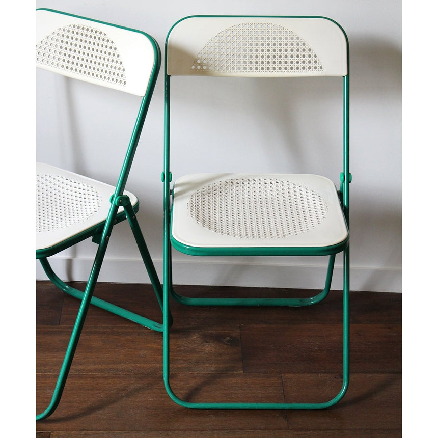 Chaise d'appoint pliante en cannage - Circa 1970 - Maison Collectible - Chaise