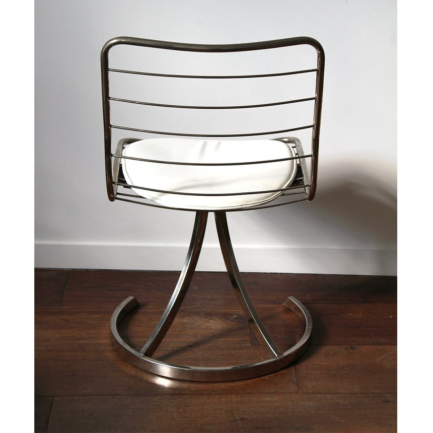 Chaise en métal chromé Boris Tabacoff, Rochebobois - Circa 1970 - Maison Collectible - Chaise