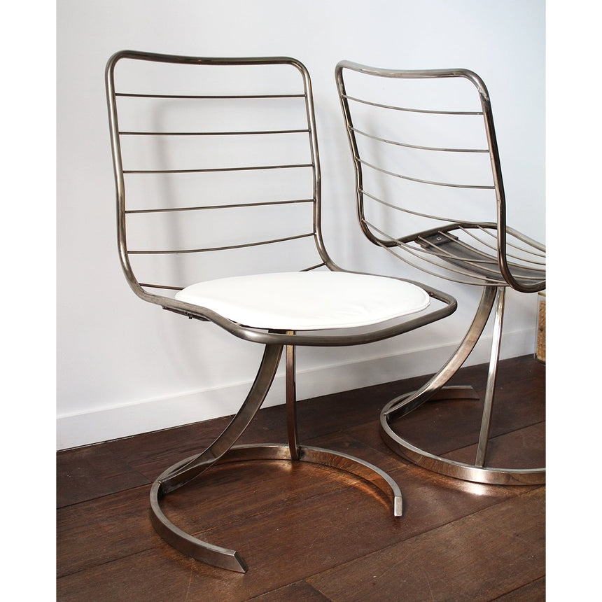 Chaise en métal chromé Boris Tabacoff, Rochebobois - Circa 1970 - Maison Collectible - Chaise