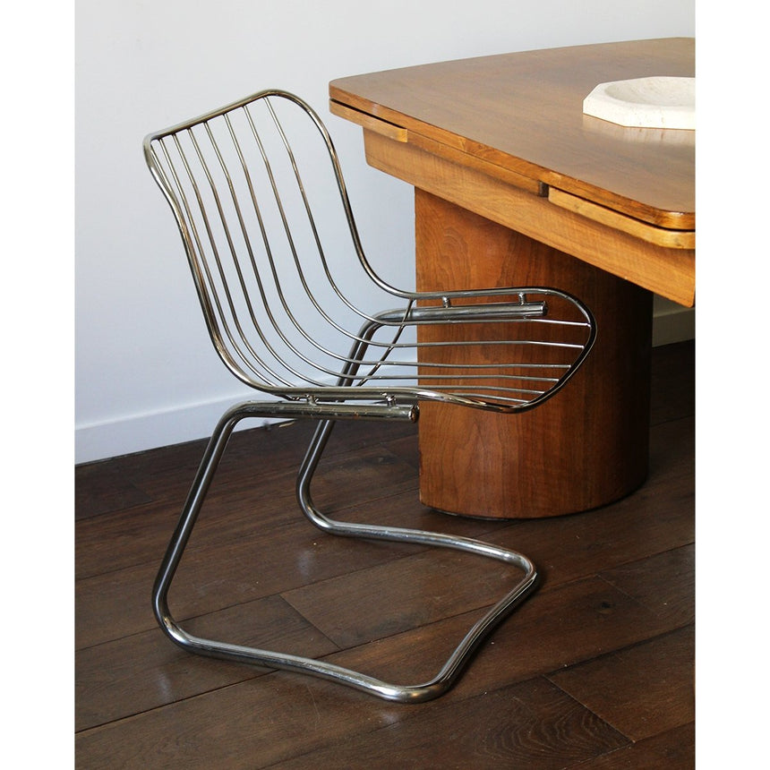 Chaise filaire en métal chromé - Circa 1970 - Maison Collectible - Chaise