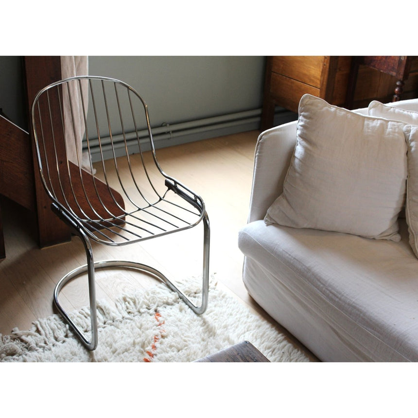 Chaise filaire en métal chromé - Circa 1970 - Maison Collectible - Chaise