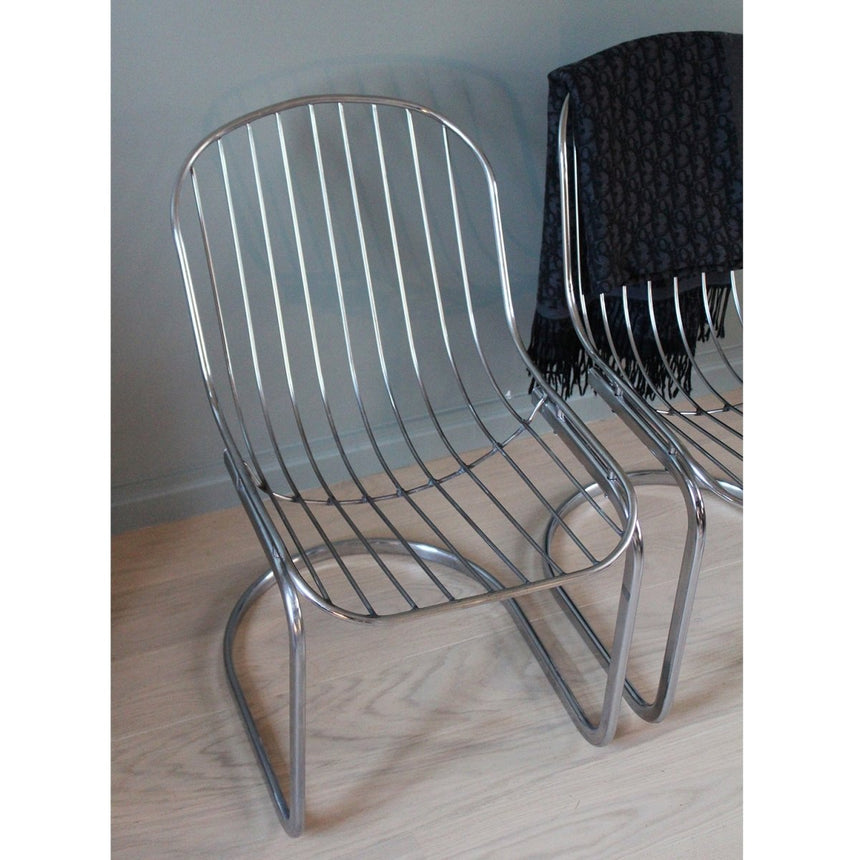 Chaise filaire en métal chromé - Circa 1970 - Maison Collectible - Chaise