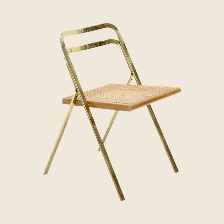 Chaise pliante en laiton et cannage - Cidüe, 1970 - Maison Collectible - Chaise