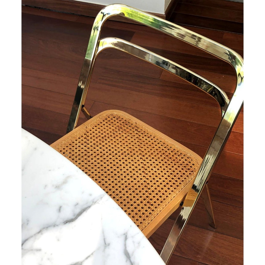 Chaise pliante en laiton et cannage - Cidüe, 1970 - Maison Collectible - Chaise
