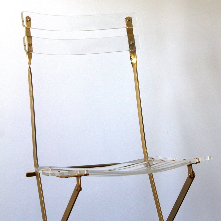 Chaise pliante en plexiglas et acier doré - Circa 1970 - Maison Collectible - Chaise