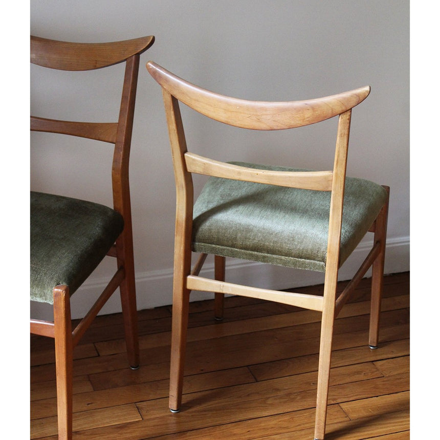 maison collectible, chaise design, chaise vintage scandinave, chaise vintage en bois, chaise vintage velours