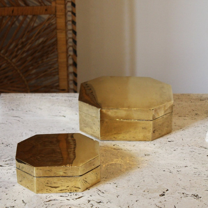 Coffret vintage en laiton, petit modèle - Circa 1970 - Maison Collectible -