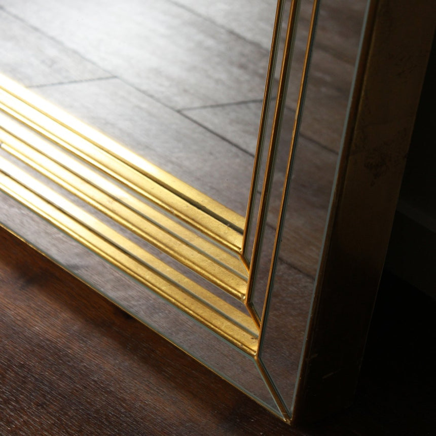 Grand miroir en arcade art déco en laiton brossé - Circa 1970 - Maison Collectible - Miroir
