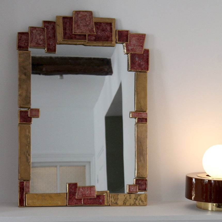Grand miroir en céramique doré et émaux - Marion de Crecy - Maison Collectible - Miroir