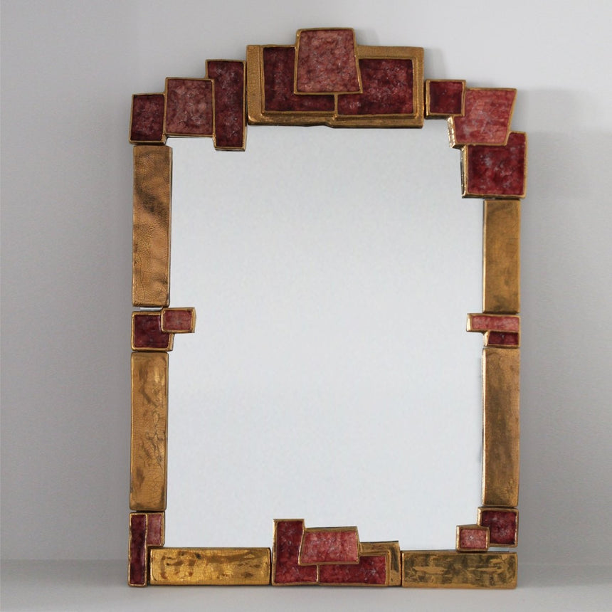 Grand miroir en céramique doré et émaux - Marion de Crecy - Maison Collectible - Miroir