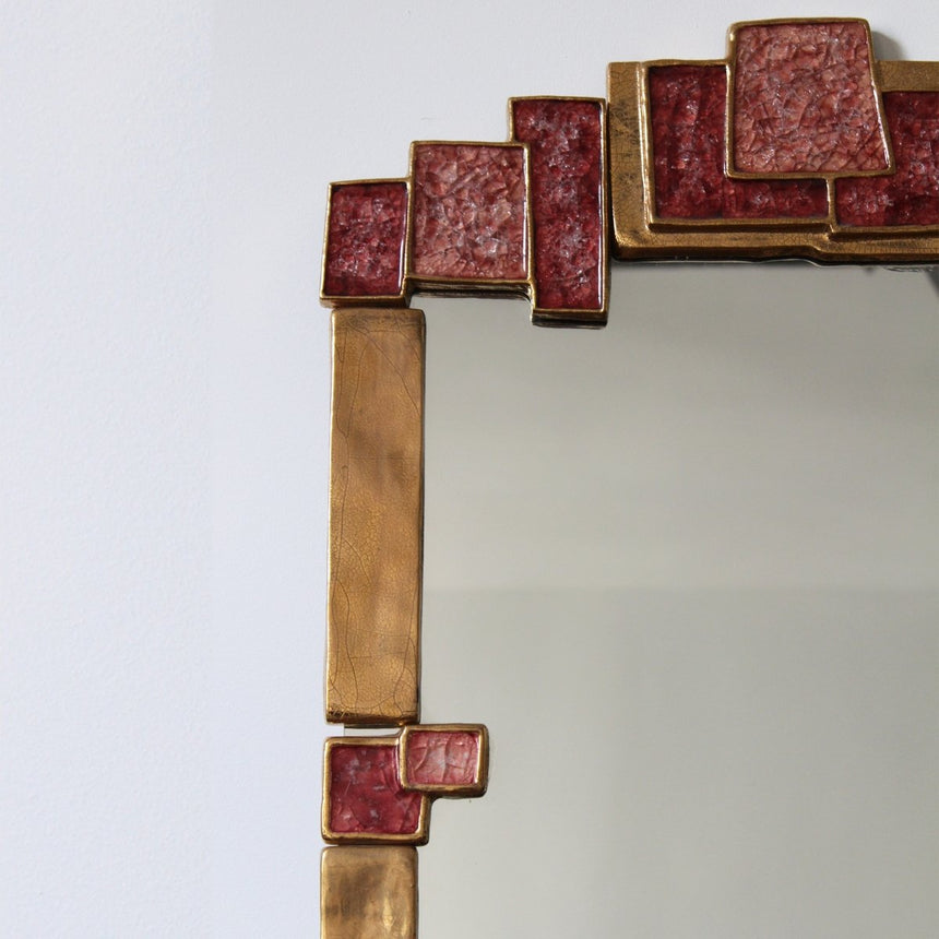 Grand miroir en céramique doré et émaux - Marion de Crecy - Maison Collectible - Miroir