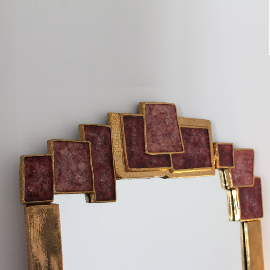 Grand miroir en céramique doré et émaux - Marion de Crecy - Maison Collectible - Miroir
