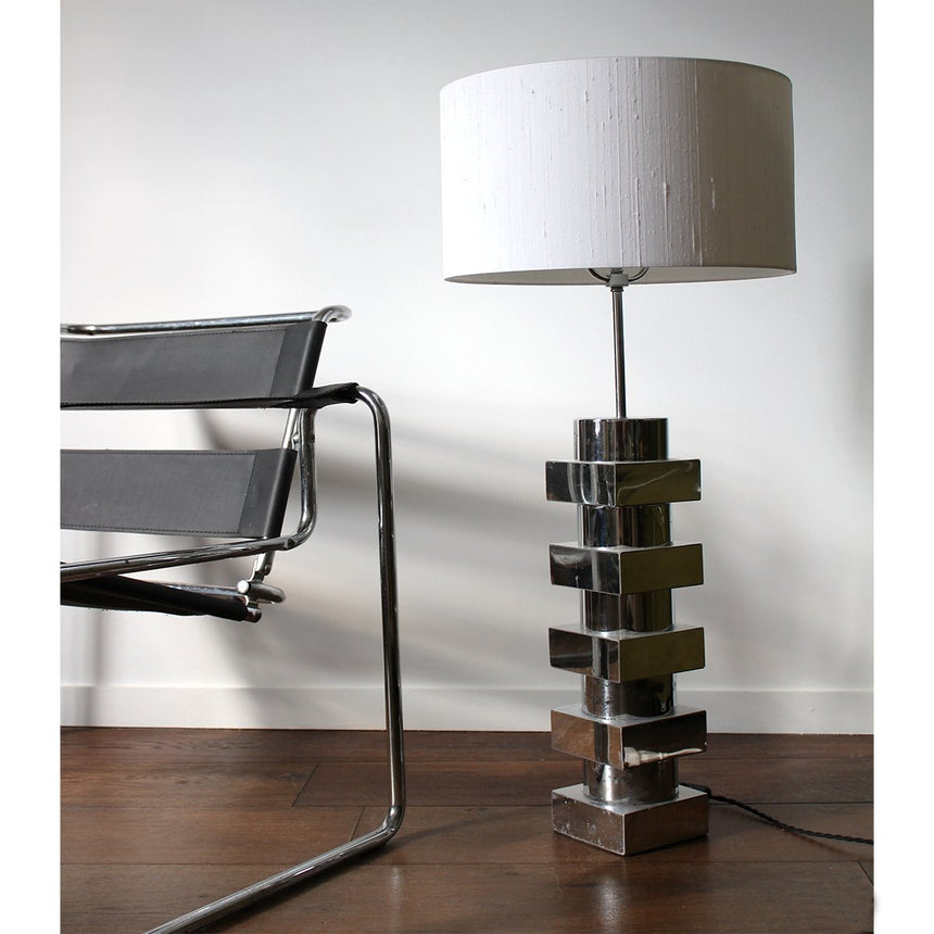 Grande lampe moderniste en chrome - Circa 1970 - Maison Collectible - Lampe à poser