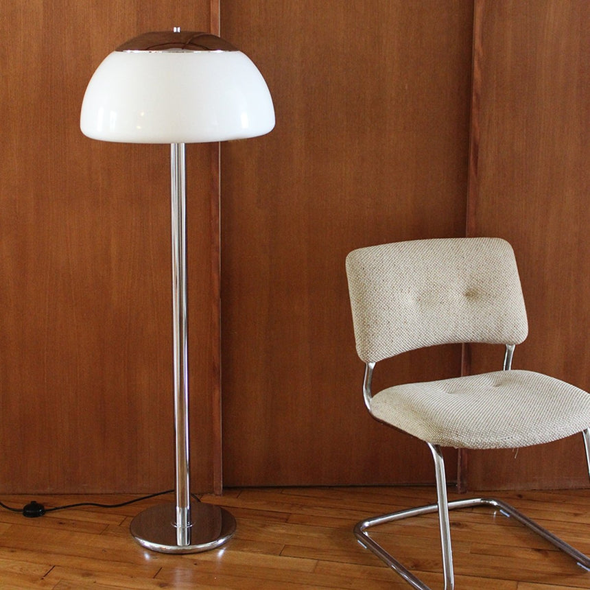 Lampadaire champignon en chrome - Circa 1970 - Maison Collectible - Lampadaire