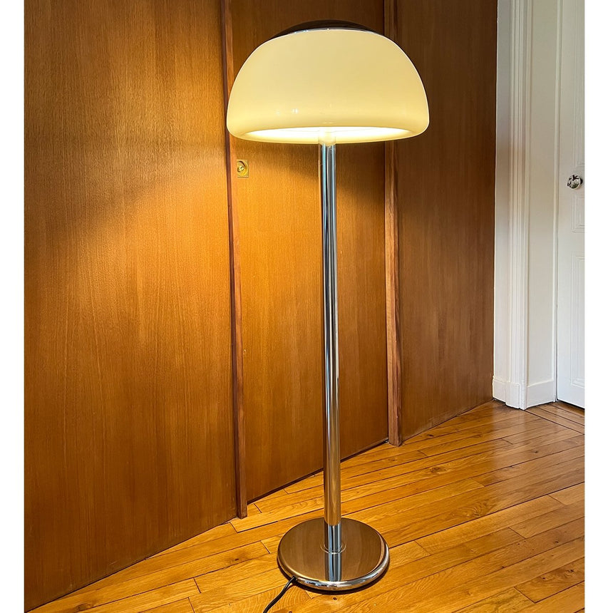 Lampadaire champignon en chrome - Circa 1970 - Maison Collectible - Lampadaire