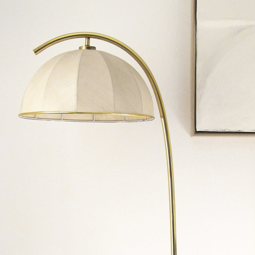 Lampadaire dôme en laiton et travertin - Circa 1960 - Maison Collectible - Lampadaire