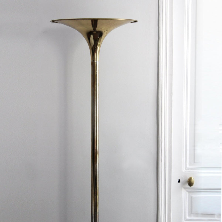 Lampadaire en laiton et travertin - Circa 1970 - Maison Collectible - Lampadaire