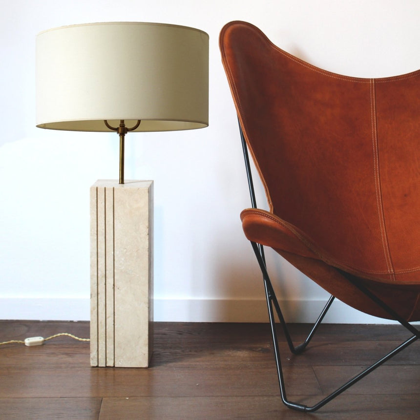 Lampadaire en travertin - Italie, circa 1970 - Maison Collectible - Lampe à poser