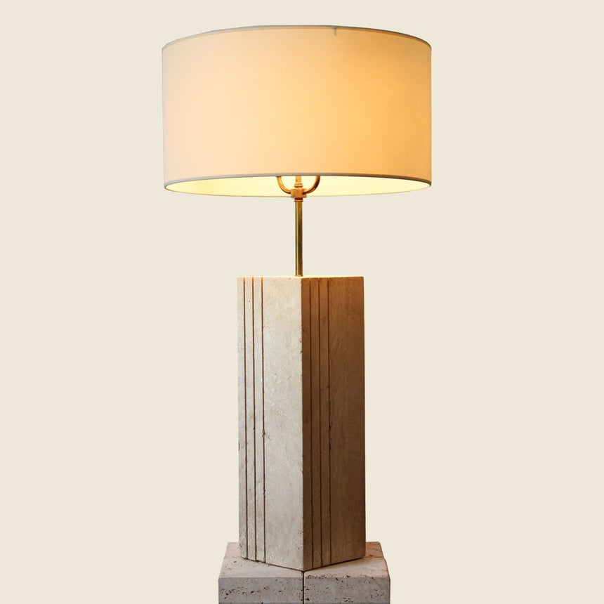 Lampadaire en travertin - Italie, circa 1970 - Maison Collectible - Lampe à poser