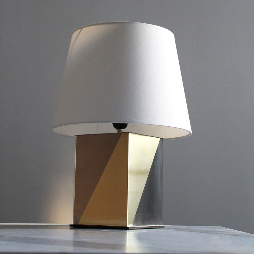 Lampe à poser en chrome et laiton - Circa 1970 - Maison Collectible - Lampe à poser