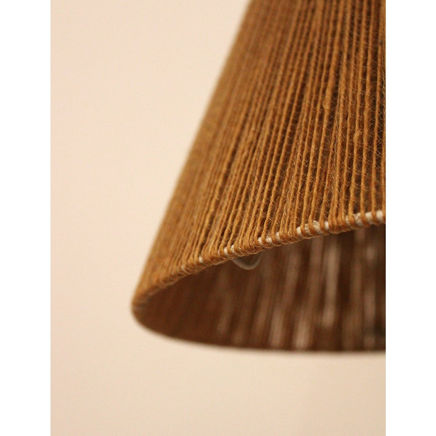 Lampe à poser en raphia et teck - Circa 1960 - Maison Collectible - Lampe à poser