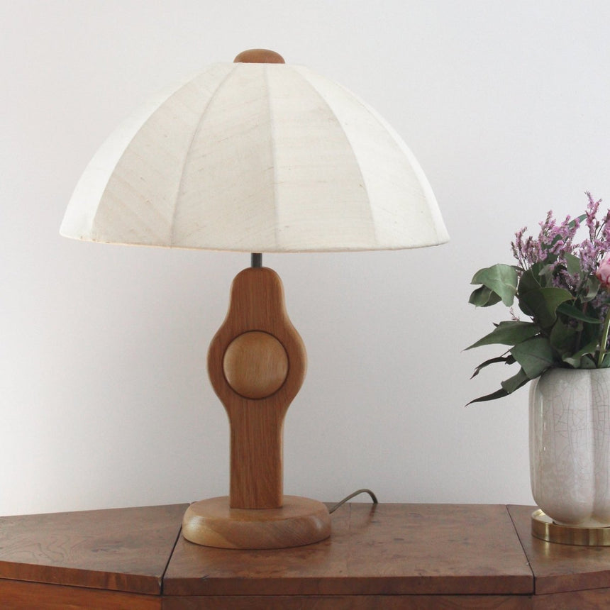 Lampe dômeven teck - Circa 1960 - Maison Collectible - Lampe à poser