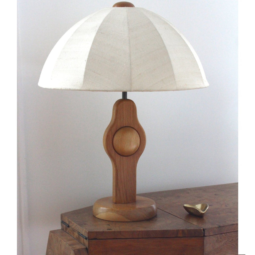Lampe dômeven teck - Circa 1960 - Maison Collectible - Lampe à poser