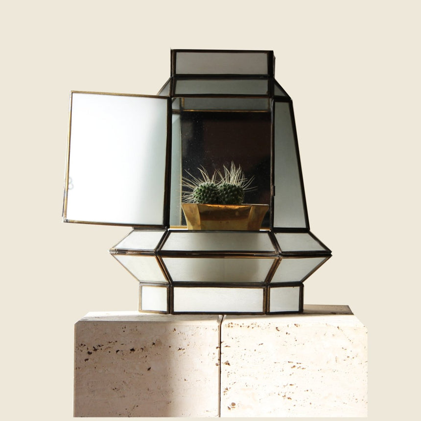Lanterne Art Déco en verre et laiton - 1970 - Maison Collectible - Objets de décoration