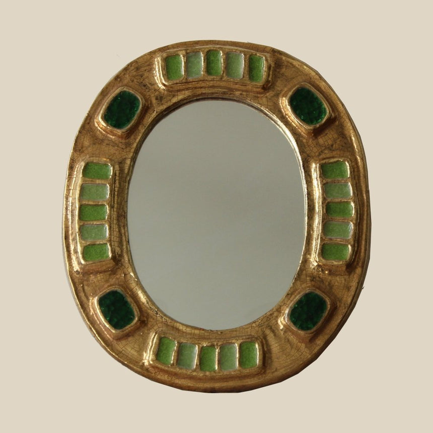 Miroir ovale en céramique, Mithé Espelt - 1970 - Maison Collectible - Miroir