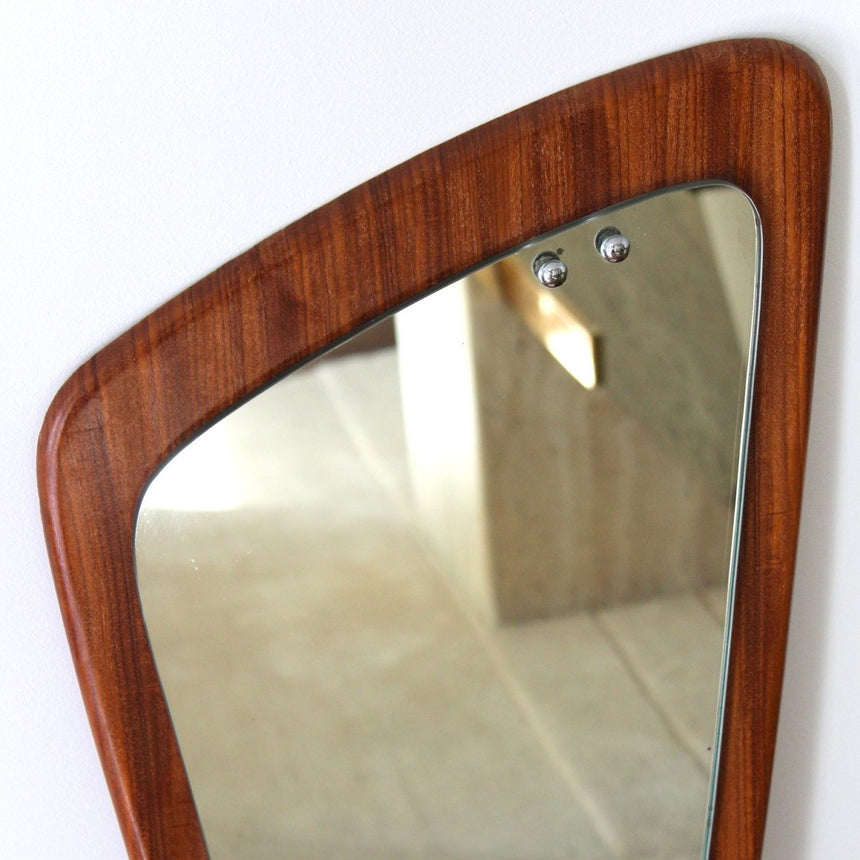 Miroir Scandinave asymétrique en teck - Circa 1960 - Maison Collectible - Miroir