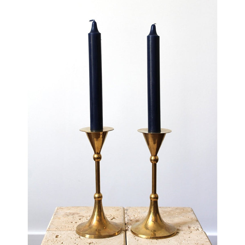 Paire de bougeoirs géométriques en laiton - Maison Collectible - Bougeoir