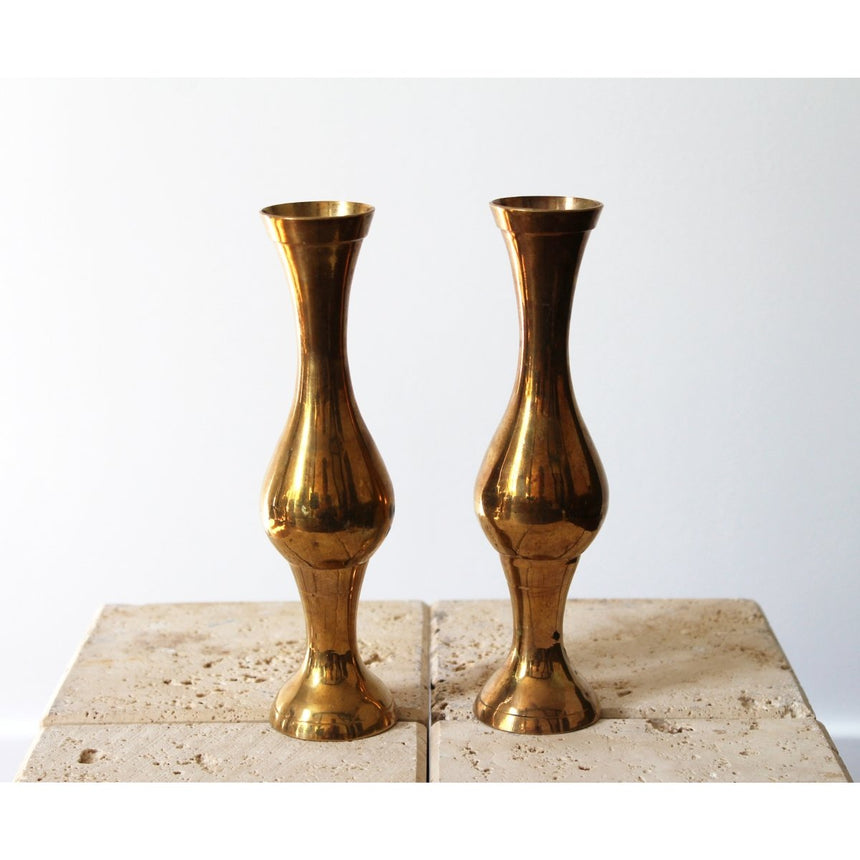 Paire de bougeoirs vintage en laiton massif - Maison Collectible - Bougeoir