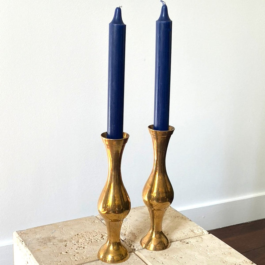 Paire de bougeoirs vintage en laiton massif - Maison Collectible - Bougeoir