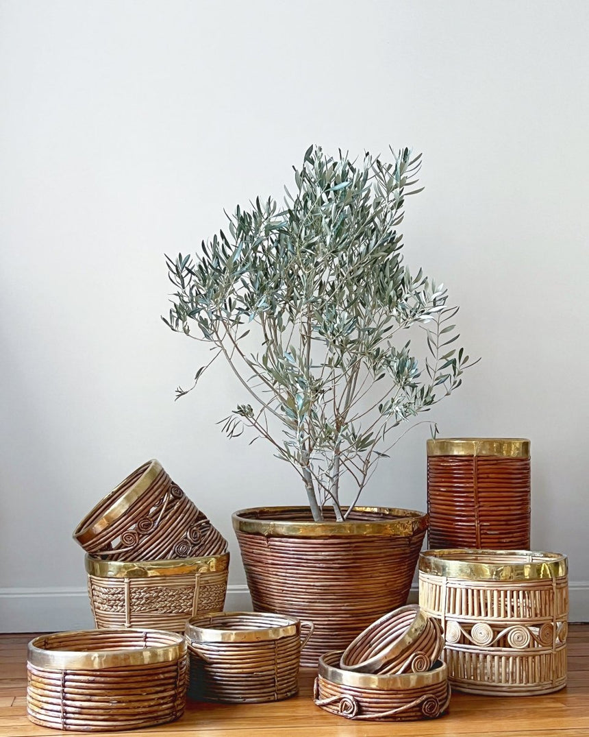 Panier en bambou et laiton - Circa 1960 - Maison Collectible - Objets de décoration