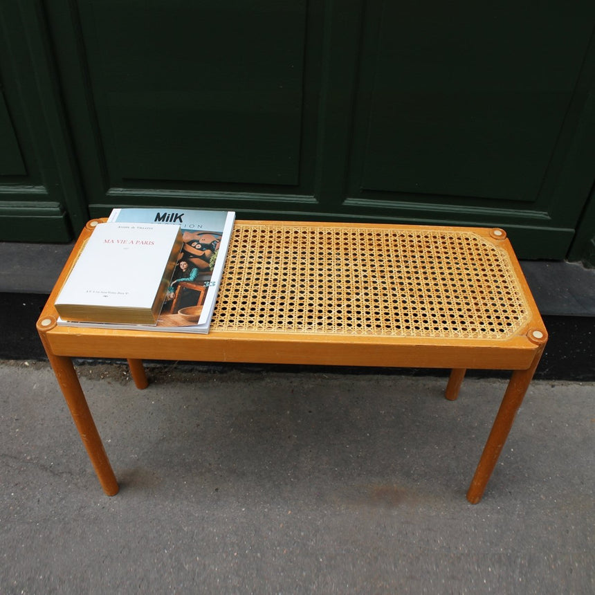 Petit banc vintage en cannage - Circa 1960 - Maison Collectible - Chaise